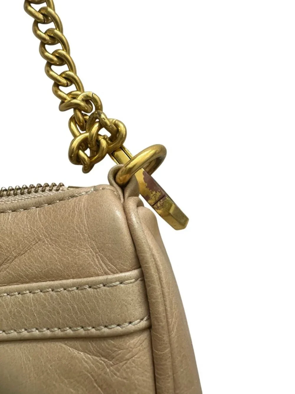 REBECCA MINKOFF Tan Gold Leather MAC Crossbody Bag